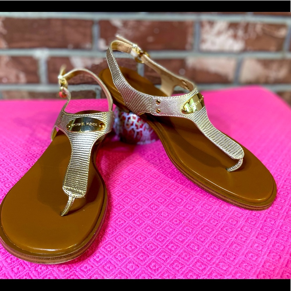 Michael Kors gold leather sandals!
